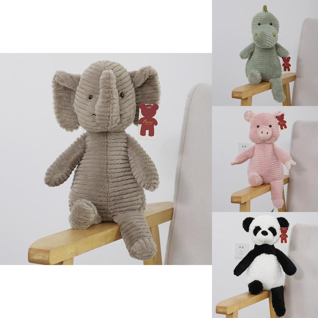Cute Striped Texture Panda Dinosaur Elephant Pig Frog Animal Plush Toy Doll For Kids And Collectors