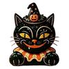 Cute Desktop Decoration Vintage Halloween Wooden Figurine, Rustic Witch Zombie Cat Owl Frog Tabletop Home Shelf Accents Ornament, Farmhouse
