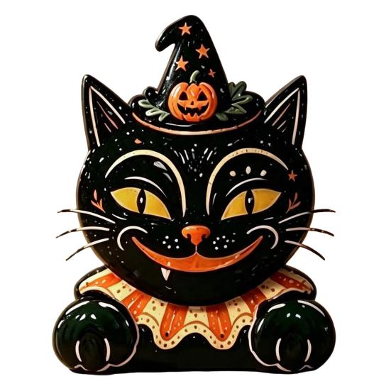 Cute Desktop Decoration Vintage Halloween Wooden Figurine, Rustic Witch Zombie Cat Owl Frog Tabletop Home Shelf Accents Ornament, Farmhouse