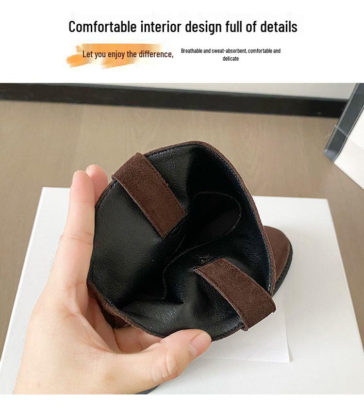 Women's Retro Hidden Heel Suede Mid-Calf Western Boots with Chunky Heel - 2025 Spring & Autumn Collection