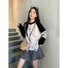 Women's Retro Color Block Knitted Cardigan - Autumn/Winter Slim Fit, Long-Sleeve Sweater