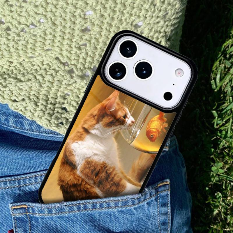 Cat And Goldfish Phone Case Cover for IPhone 11 12 13 14 15 16e 17 Pro Max Coque for IPhone 17 Air