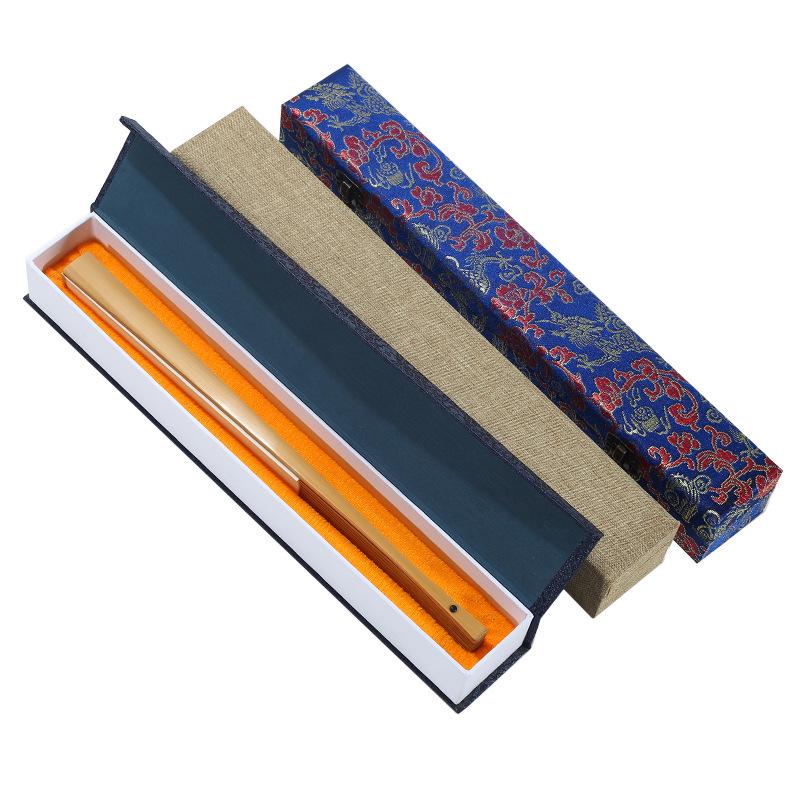 Silk Brocade Blue Dragon Folding Fan Gift Box - Sizes 7 to 10 inches