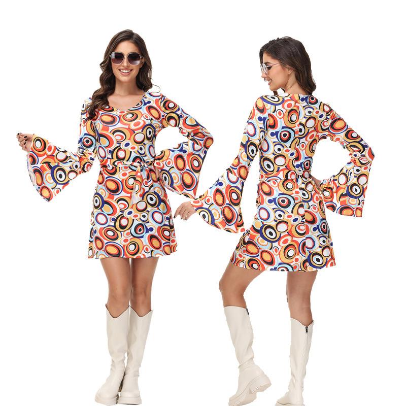 Vintage Nostalgic 80 Disco Couple Hippie Hip Hop Rock Adult Performance Costume