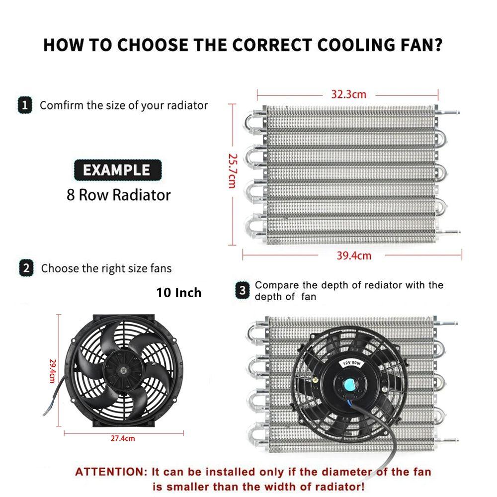 Evrensel 8 Sıralı Alüminyum Şanzıman Radyatörü Yağ Soğutma + 10 İnç 12V Araba Klima Elektronik İnce Fan Soğutma Kiti