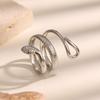 Gold-Plated Snake-Shaped Titanium Steel Adjustable Ring for Women - Retro, Colorfast, European & American Fashion.