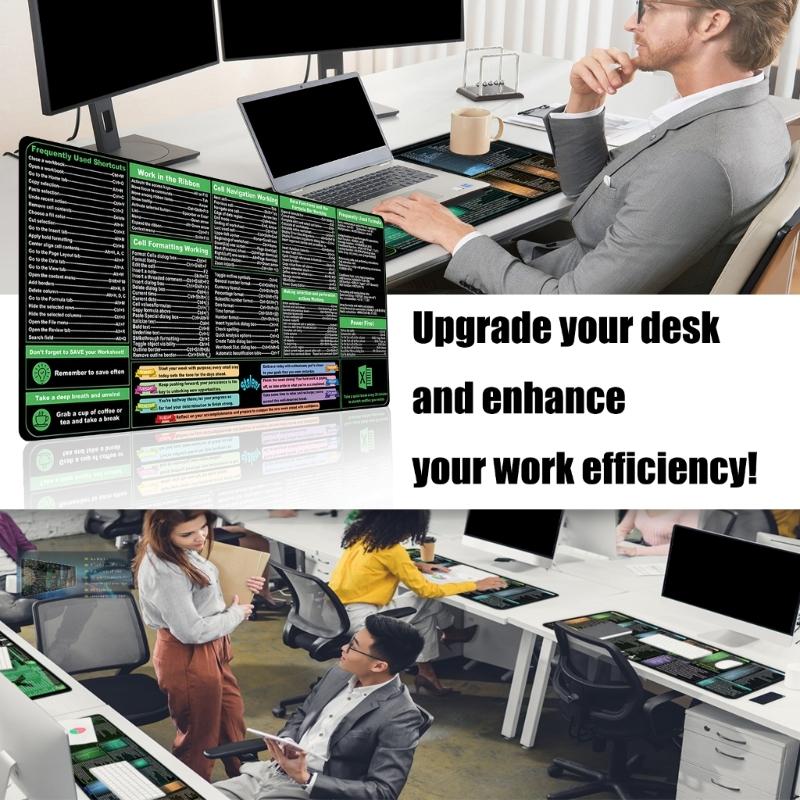 Large Keyboards Mouse Pad Featuring Excels Word Shortcut for Office Software Use and Gaming with Waterproof