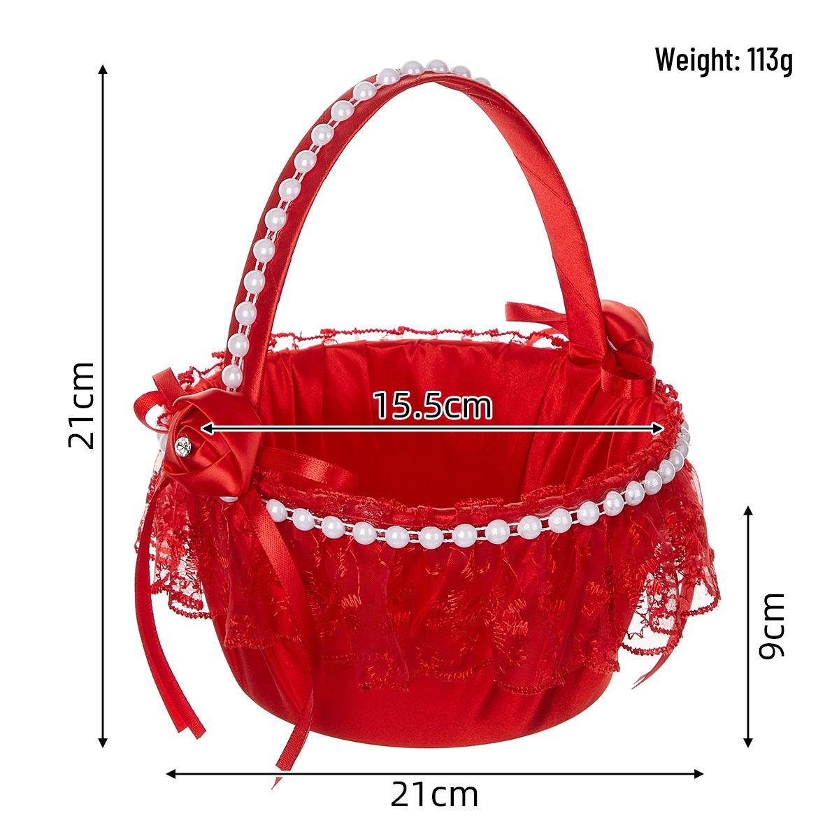 Красная лента корзина для лепестков девочки-цветочницы - Ручная свадебная декорация для хранения