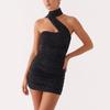 New European and American Women's Dress, Sexy Sequins, Hot Diamond Suspenders, Temperament Waist Short Hip Wrap Light Dress