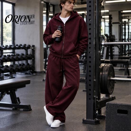 Casual Loungewear for Men Tracksuit 2 Pieces Set, Hoodie Coat Drawstring Sweatpants Breathable Sportswear Outdoor Activities Workout Outfit,