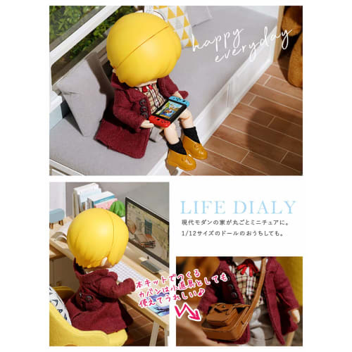 Moin Moin 1/12 Scale Dollhouse Miniature DIY Kit Set, Sunshine Bear Room, Doll House | LED Light + Acrylic Case + Building Tools (Product Code: 2007DH