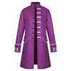 2024 European & American Men's Solid Color Steampunk Overcoat with Stand-Up Collar