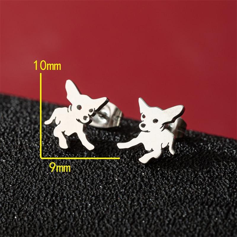 European Simple Cute Puppy Stainless Steel Stud Earrings for Women