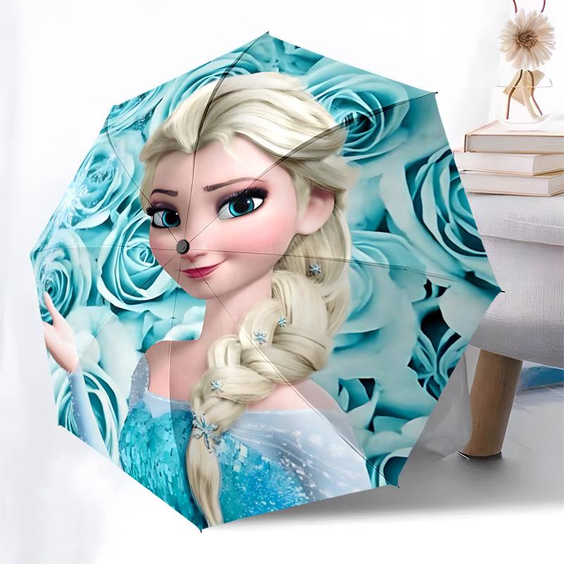 Elsa, Frozen Themed Automatic Opening and Closing Umbrella, Brightly Colored 8-rib Portable Umbrella, Suitable for Men and Women, A Perfect Gift for C