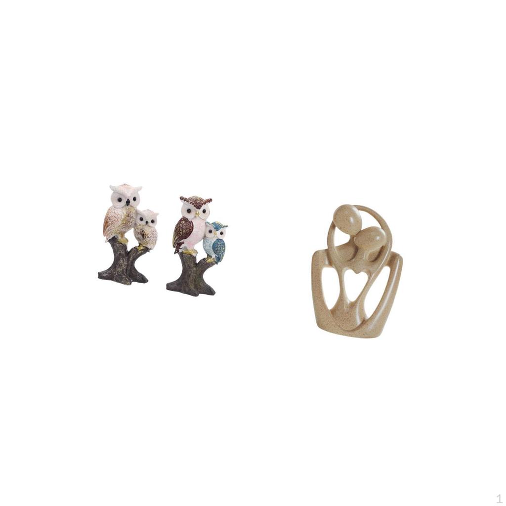 Animal Couple Sculpture Realistic Owl Figurine Creative Resin Statue for Office Living Room Bookcase