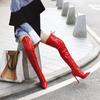 Sexy Women Boots Platform High Heel Thigh Boots Slip On Pointed Toe Lady Shoes