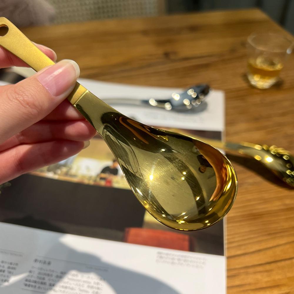 Gold Silver Soup Spoons Polished Stainless Steel Spoon Pot Spoon   Rice
