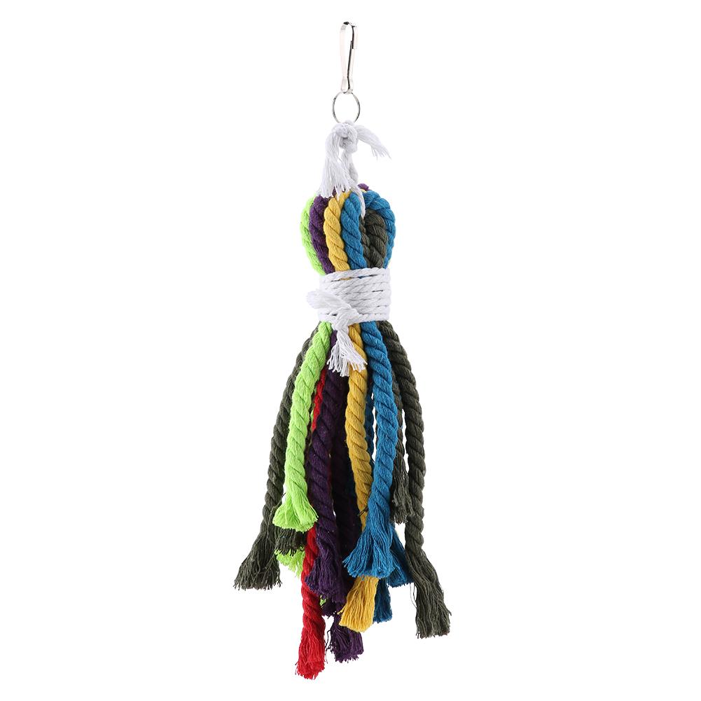 Pets Bird Multi Color Cotton Rope Toy Parrots Cage Chewing Toy Fits Small to Medium sized Birds