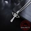 Autentico Collana con Croce di Gesù in Argento Sterling 925 Gioielli Fini Doppie Ali d'Angelo Cuore Zirconia Ciondolo Collana Saldi Festivi