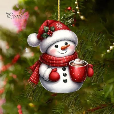 Noel Baba Ren Geyiği Kolye Şenlikli Noel Ağacı Asılı Süsü Akrilik Karikatür Noel Baba Dekorasyonu Anahtarlıklar Pencereler Çantalar