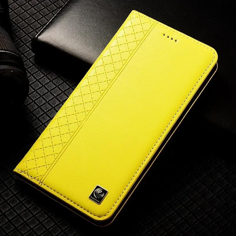 Etui z klapką do OPPO Reno 15 15F Reno15 Pro Max 5G Prawdziwa skóra Magnetyczne Etui Wzór kratki ze skóry bydlęcej Portfel z kieszonkami na karty Etui