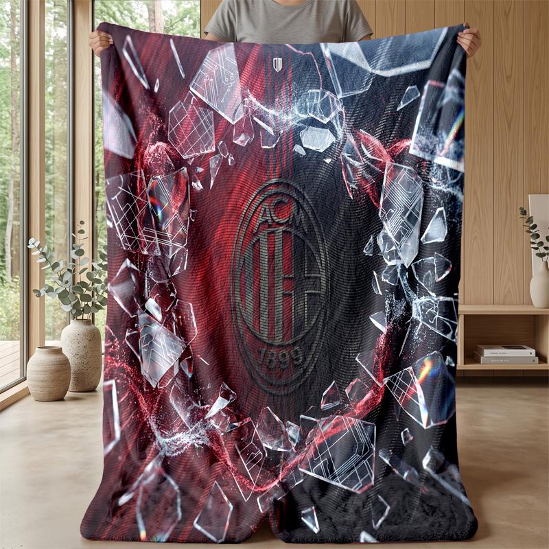 AC Milan Theme Blanket Soft Flannel Blanket Plush Throw Blanket Cozy Sofa Bed Blanket for Home Decor