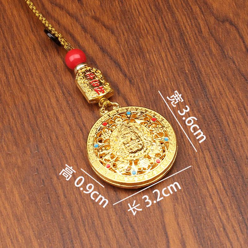 Halskette mit Anhänger „Gott des Reichtums“ aus gelbem Cloisonné-Emaille: Hochwertiger, antiker Sandgold-Stil für Damen