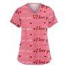 Women V Neck Short Sleeve Printed Heart Pattern Top Casual Loose Fit Pullover Blouse Tunic Shirt For Daily Wear