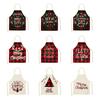 Christmas Apron Holiday Kitchen Aprons Christmas Tree Printed Cotton Linen Plaid Apron Kitchen Baking Cooking Accessories