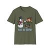 Camiseta Unisex Softstyle Boneco de Neve Bola de Neve Elfo em Pânico Humor Feriado de Natal
