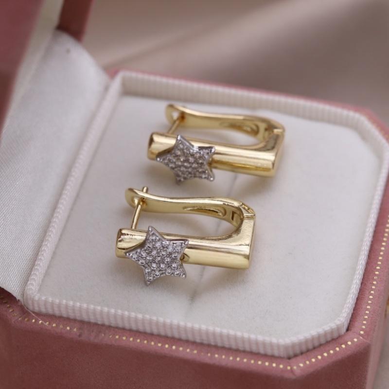 French new fashion jewelry two-tone plated water drop zircon geometric earrings elegant women's daily work bright accessories