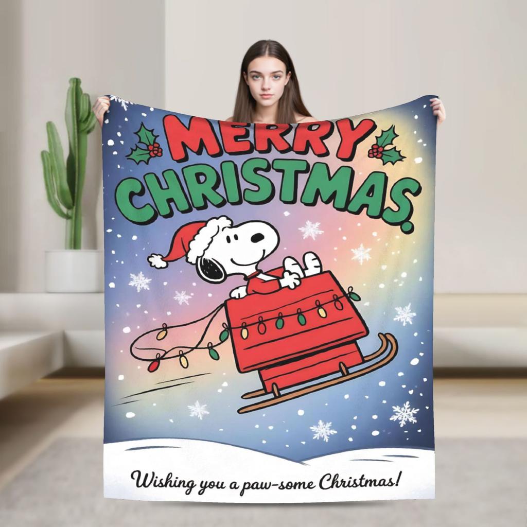 Snoopy Merry Christmas Blanket Fleece Winter Multi-function Super Warm Throw Blanket for Bedding Office Quilt