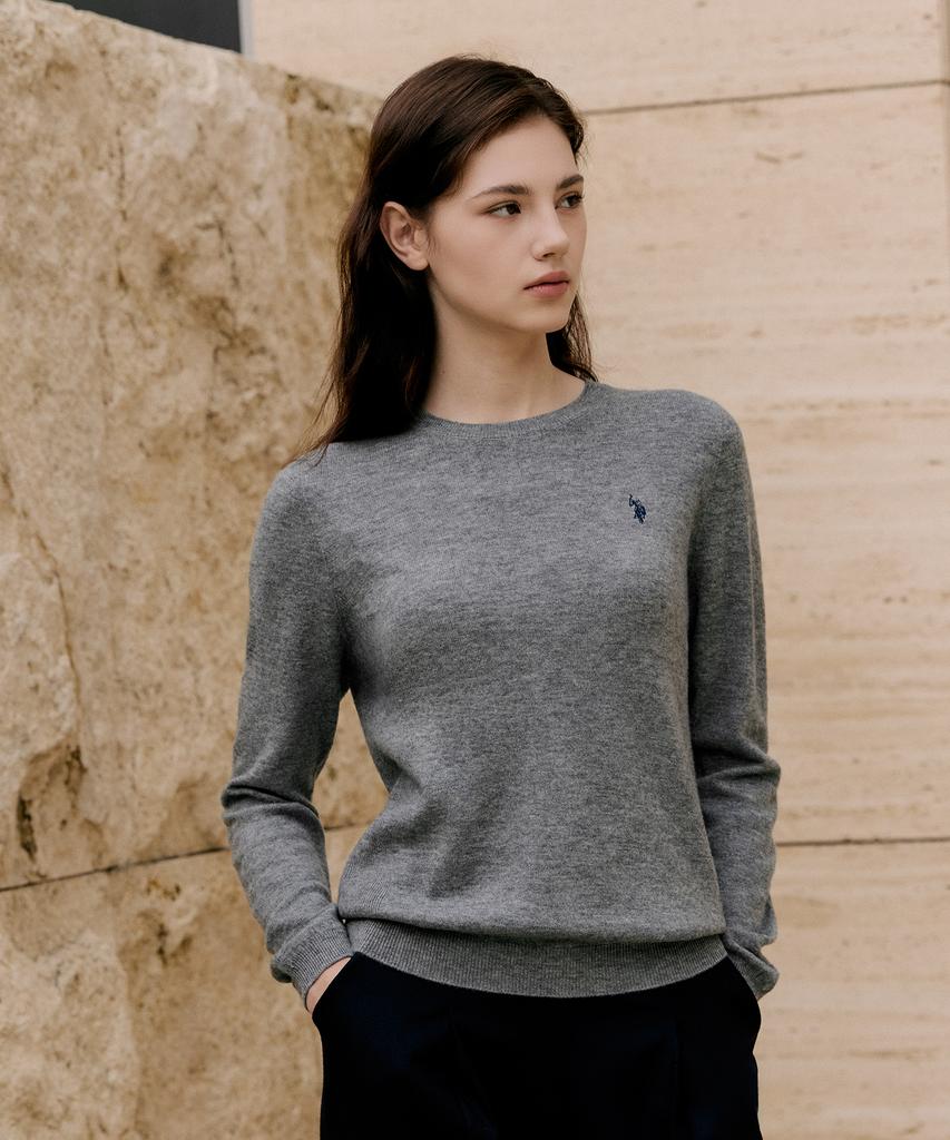 USPOLOASSN Merino Wool Round Knit_Melange Grey