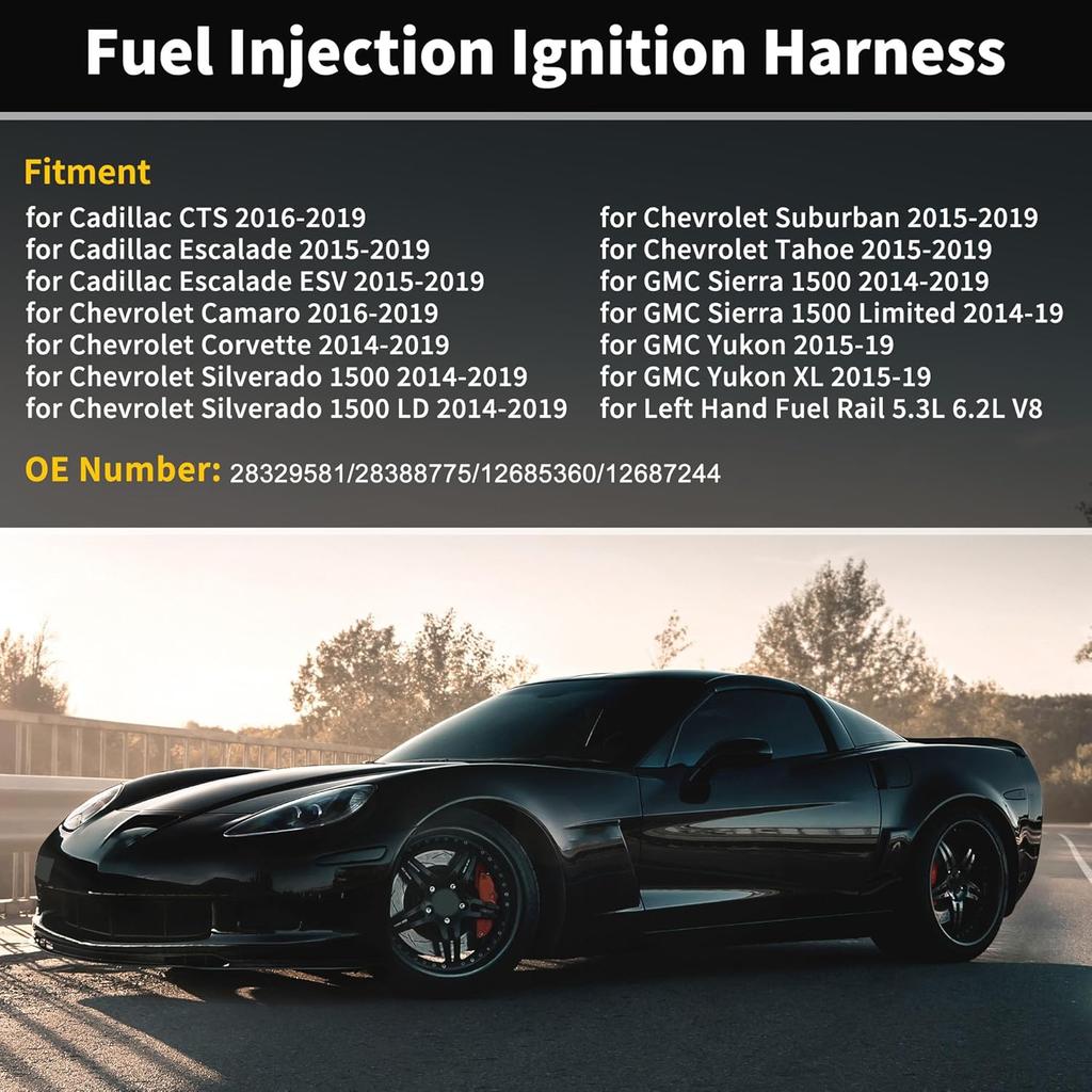 No.28329581 Fuel Injection Ignition Harness for Chevrolet Silverado 1500 2014-2019 for Left Hand Fuel Rail 5.3L 6.2L V8 Wiring Harness Plug