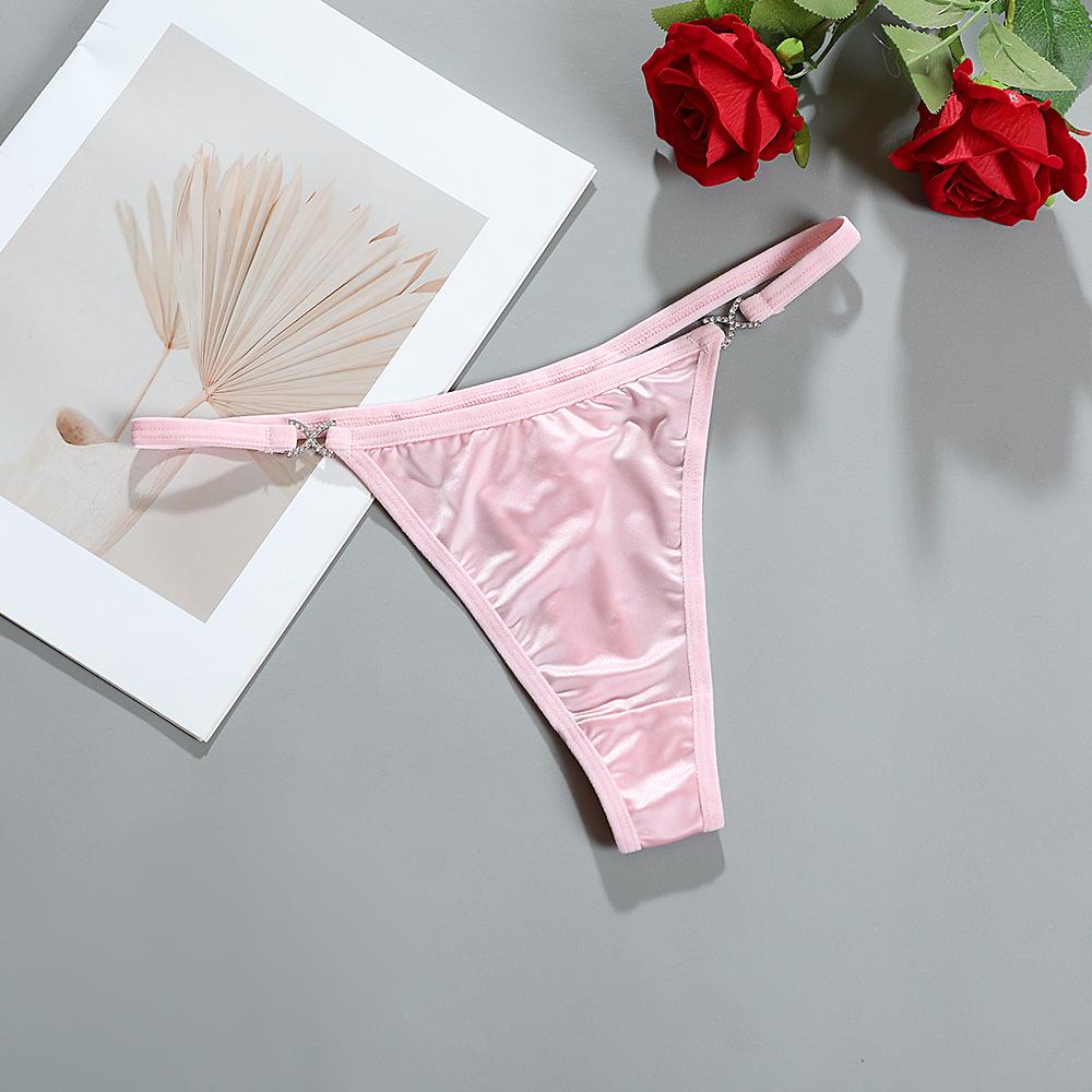 French Luxury Low-Waist Satin Thong: Nude-Feel, Breathable, with Cotton Crotch & Thin Straps - Women's 995
