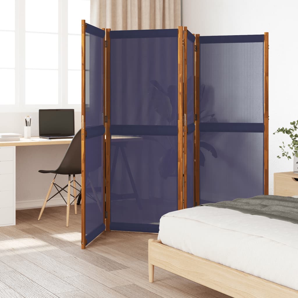 4 Piece Folding Screen In Dark Blue 280 X 180 Cm