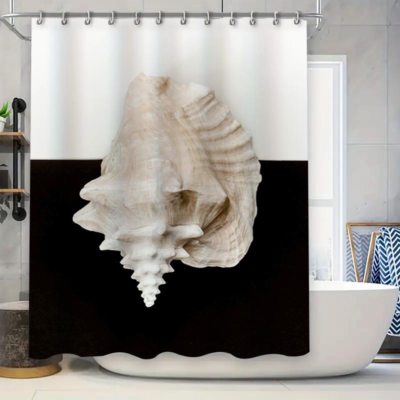 Home Decor Bathroom Curtain with Seashell Print Modern Shower Curtains for Bathtub or Stand-Up Tub