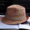 Nuovi Cappelli da Sole Arcobaleno all'Uncinetto Fatti a Mano per Donne Cappello di Paglia Cowboy con Nastro Cappello Panama a Tesa Larga Pieghevole Impacchettabile Cappello da Spiaggia