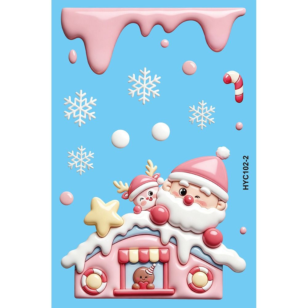 9Pcs PVC Christmas Window Stickers Removable Holiday Window Decals  Bathroom Glass Decor