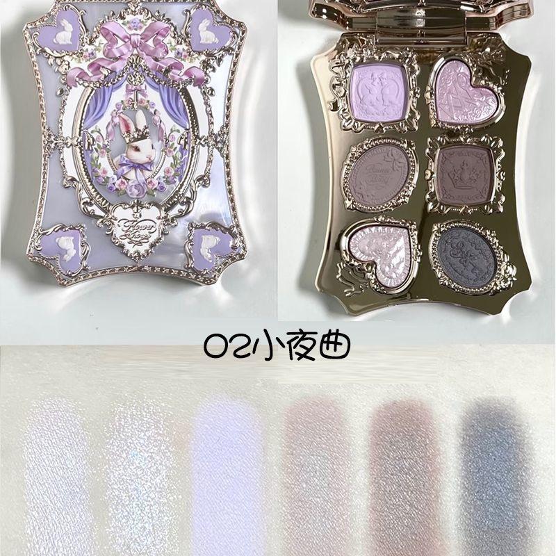 Flower Knows Garden Matte Pearlescent Powder Fine Six Color Eye Shadow Contour Palette Long Lasting Makeup Glitter Eyeshadow