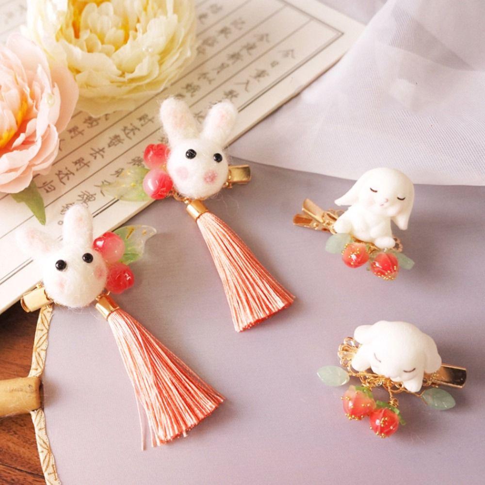 

Tassel Plush Lovely Children s Hair Clip New Year Bangs Clip Rabbit Hairpin Korean Style Hair Clip