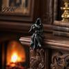 Dark Themed Home Accent Gothic Hooded Reaper Lady Figurine, 3D Printed Fantasy Shelf Sitter, Statue Mysterious Black Robed Women Pouring Tea Sculpture