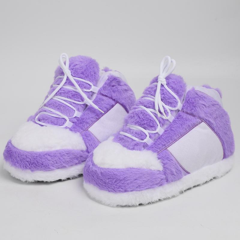 Ciepłe pluszowe kapcie-sneakersy, Modne antypoślizgowe futrzane miękkie kapcie domowe, Puszyste unisex wygodne klapki domowe, Jeden rozmiar pasuje do większości, Do użytku wewnątrz