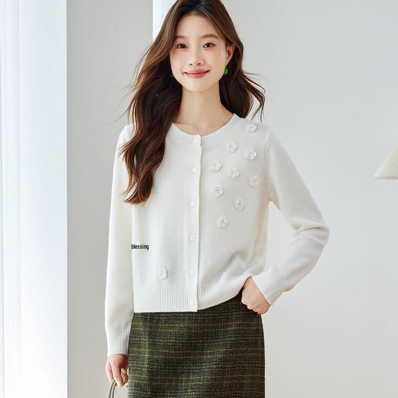 Srcr Women's Hand-Embroidered Pure Wool Cardigan