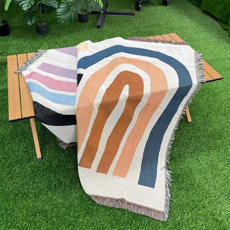 Picnic Blanket Outdoor Camping Blanket Sofa Blanket Multi Functional Line Blanket Wave Line Blanket