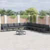 9 Piece Garden Sofa Set with Cushions Black Steel