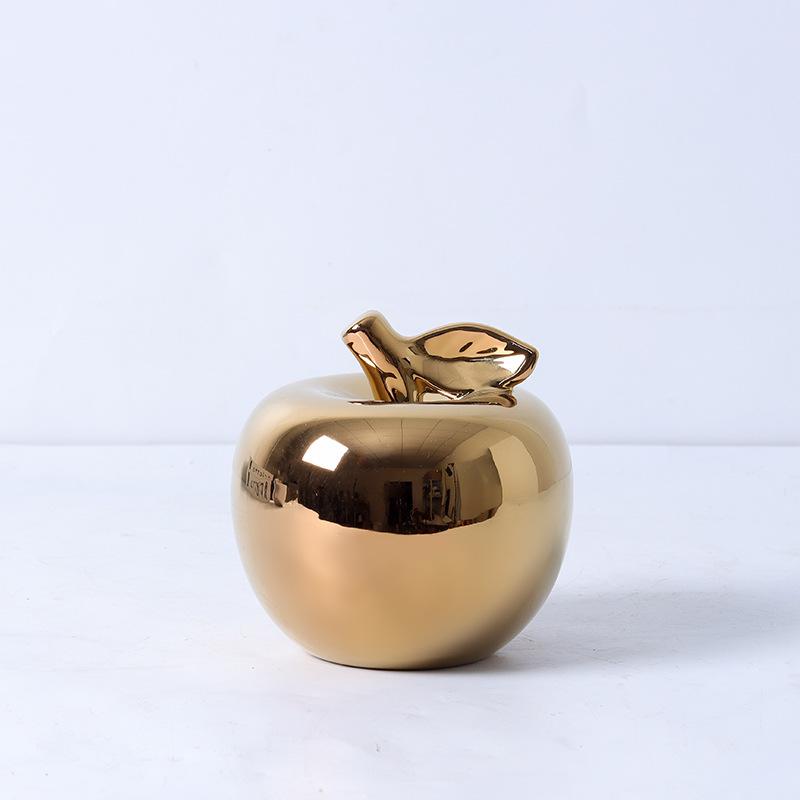 1 Pcs Ceramic Statues Golden Apple Figurines for Interior Room Fruit Decoration Ornaments Home Office Desktop Decor Accessories