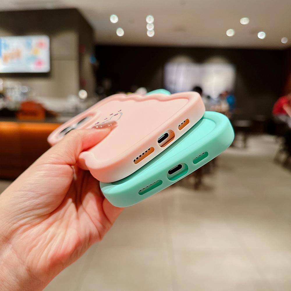 N83 Herz- und Blattkunst Macaron Wavy Edge Handyhüllen für iPhone 15 Pro Max Samsung A54 A13 A14 S23 S24 Ultra A23 Redmi Note 13 Pro Stoßfeste Hülle