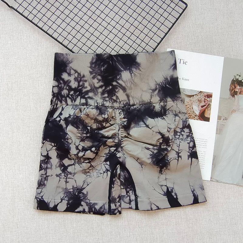Fashion Style New Arrival Tie-Dye Yoga Pants Female Peach High Waist Hip Raise Pants Breathable Seamless Running Sports and Fitness Shorts