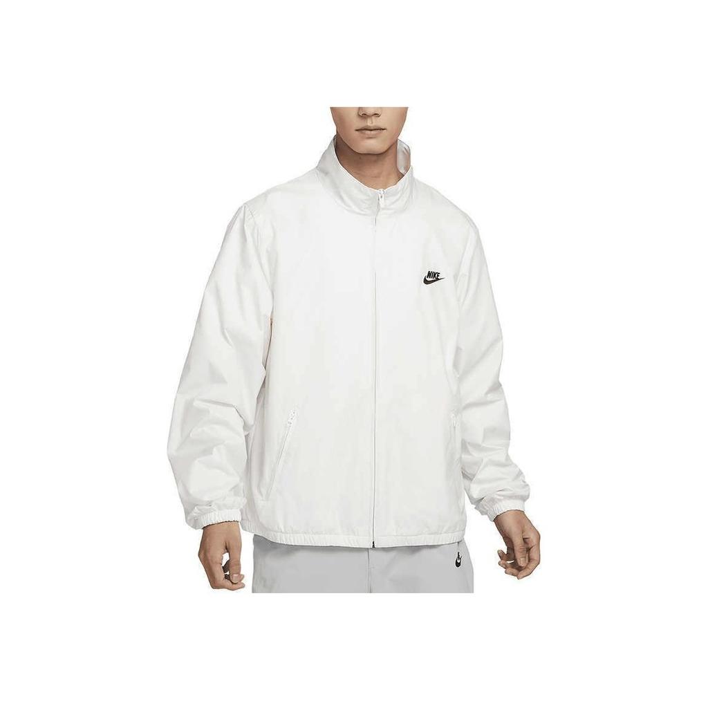 Nike Letter Logo Print Stand Collar Sport Casual Jacket Men Jackets White DX0673-030